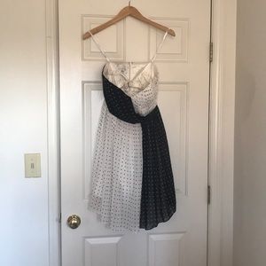MODCLOTH Strapless polka dot party dress